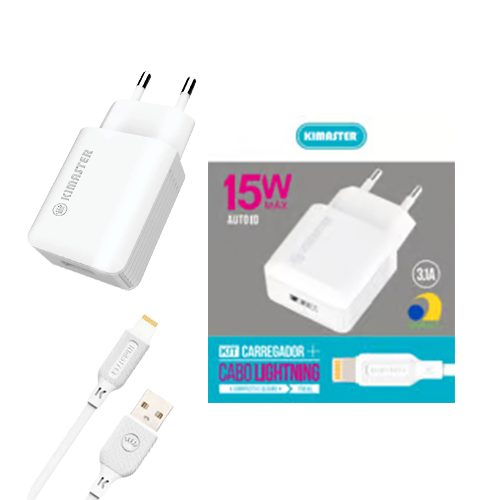 KIT CARREGADOR LIGHTNING 3.1A KIMASTER - T503UL