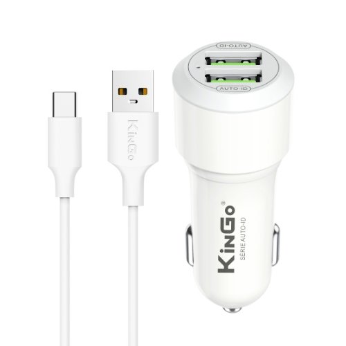 KIT VEICULAR 2USB 2.4A TYPE-C KINGO C204