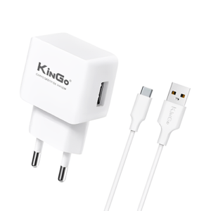 KIT CARREGADOR 1.2A TYPE-C KINGO