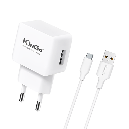 KIT CARREGADOR 1.2A TYPE-C KINGO