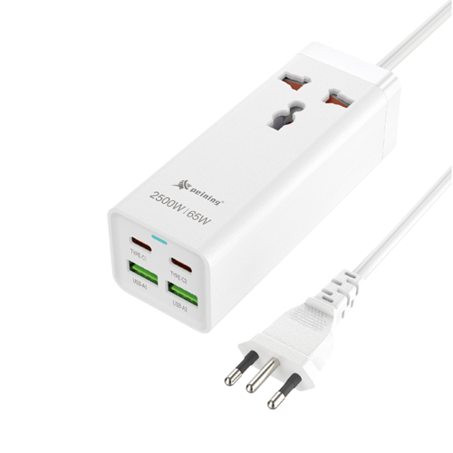 FONTE EXTENSÃO 1 TOMADA 2PD 2USB 65W PEINING PEI-ST01