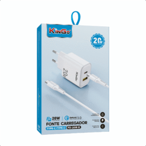 CARREGADOR KINGO PD-20W-D TYPE C - TYPE C