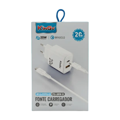 CARREGADOR KINGO PD-20W-D IP13 - TYPE C