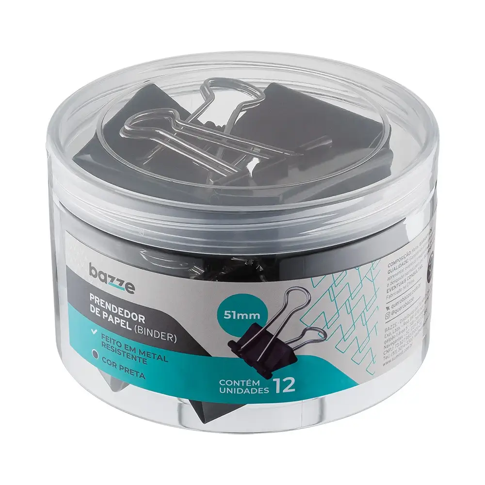 PRENDEDOR BAZZE PAPEL 51MM 12UN 618975