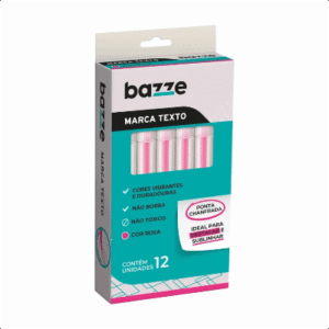 MARCA TEXTO BAZZE ROSA CX 12UN 617954