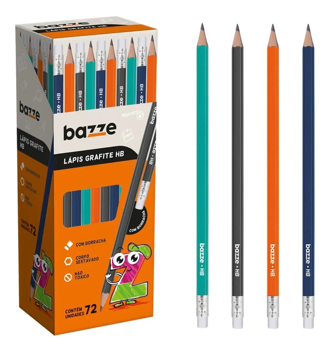 LAPIS/BORRACHA BAZZE HB CX 72UN 907738