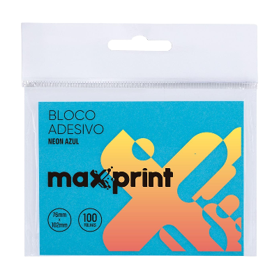 BLOCO ADESIVO MAXPRINT NEON GRANDE AZUL 743435
