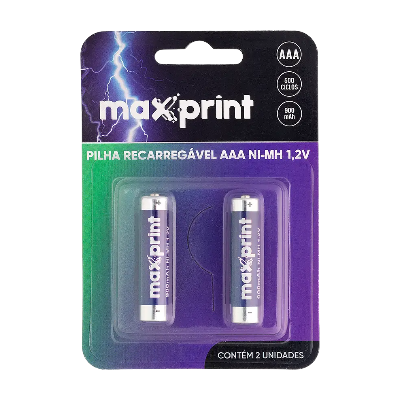 PILHA RECARREGAVEL MAXPRINT AAA 1,2V 2UN 75000045