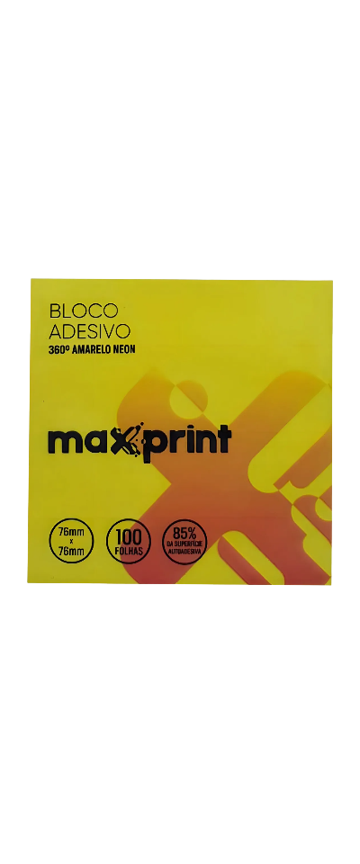 BLOCO ADESIVO MAXPRINT NEON GRANDE AMARELO 743397
