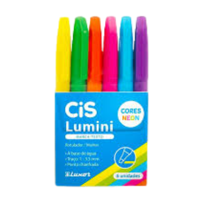 MARCA TEXTO CIS LUMINI ESTOJO C/6 NEON-57190