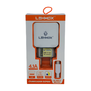 CARREGADOR LEHMOX V8 2USB LE4852
