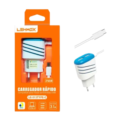 CARREGADOR LEHMOX TYPE-C LE513