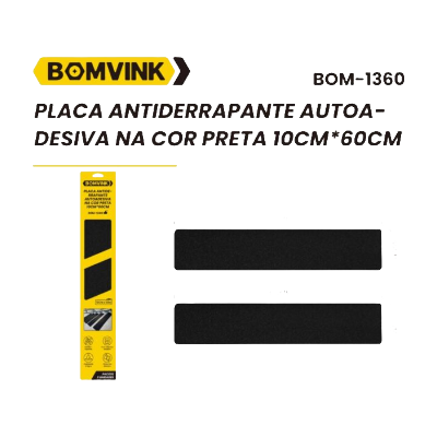 PLACA ANTIDERRAPANTE AUTOA-DESIVA NA COR PRETA I0CM*6OCM BOMVINCK BOM-1360
