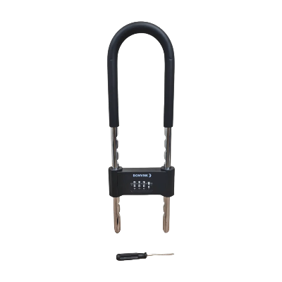 CADEADO EM U COM SENHA NUMÉRICA PARA MOTO/BICICLETA 11*35CM BOM-2654