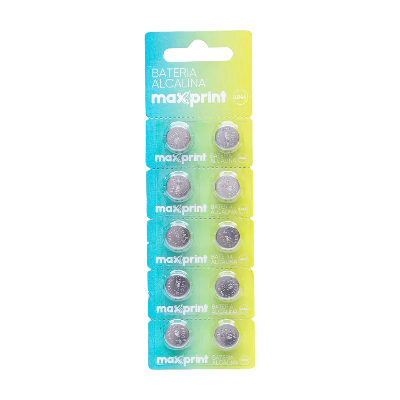 BATERIA ALCALINA 1,5V LR44 MAXPRINT 10 UN-758590