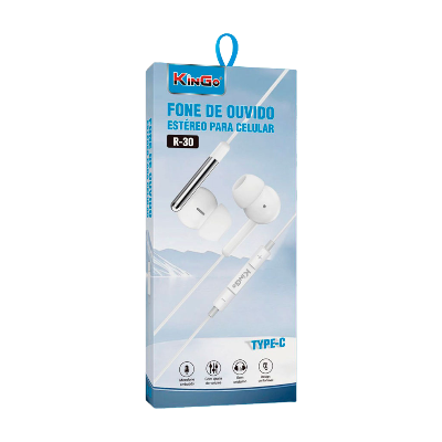 FONE DE OUVIDO KINGO TYPE C -S40 BRANCO