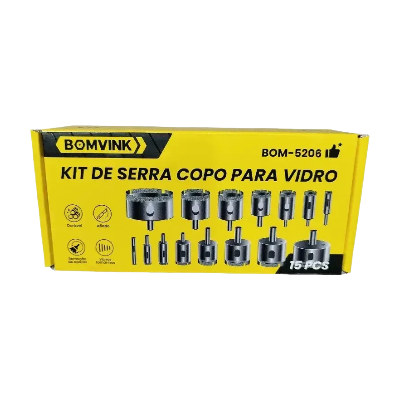 KIT SERRA COPO P/ VIDRO 15 PC BOMVINK BOM-5206