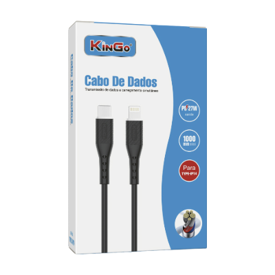 CABO KINGO SILICONE TYPE C - IP 27W PRETO