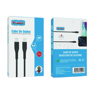 CABO KINGO SILICONE TYPE C - TYPE C  60W PRETO